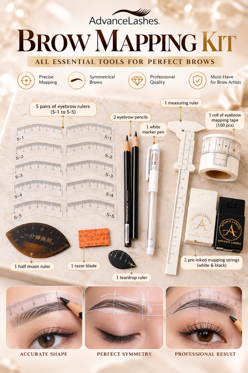 Brow Mapping Kit – Complete Eyebrow Mapping & Shaping Tool Set
